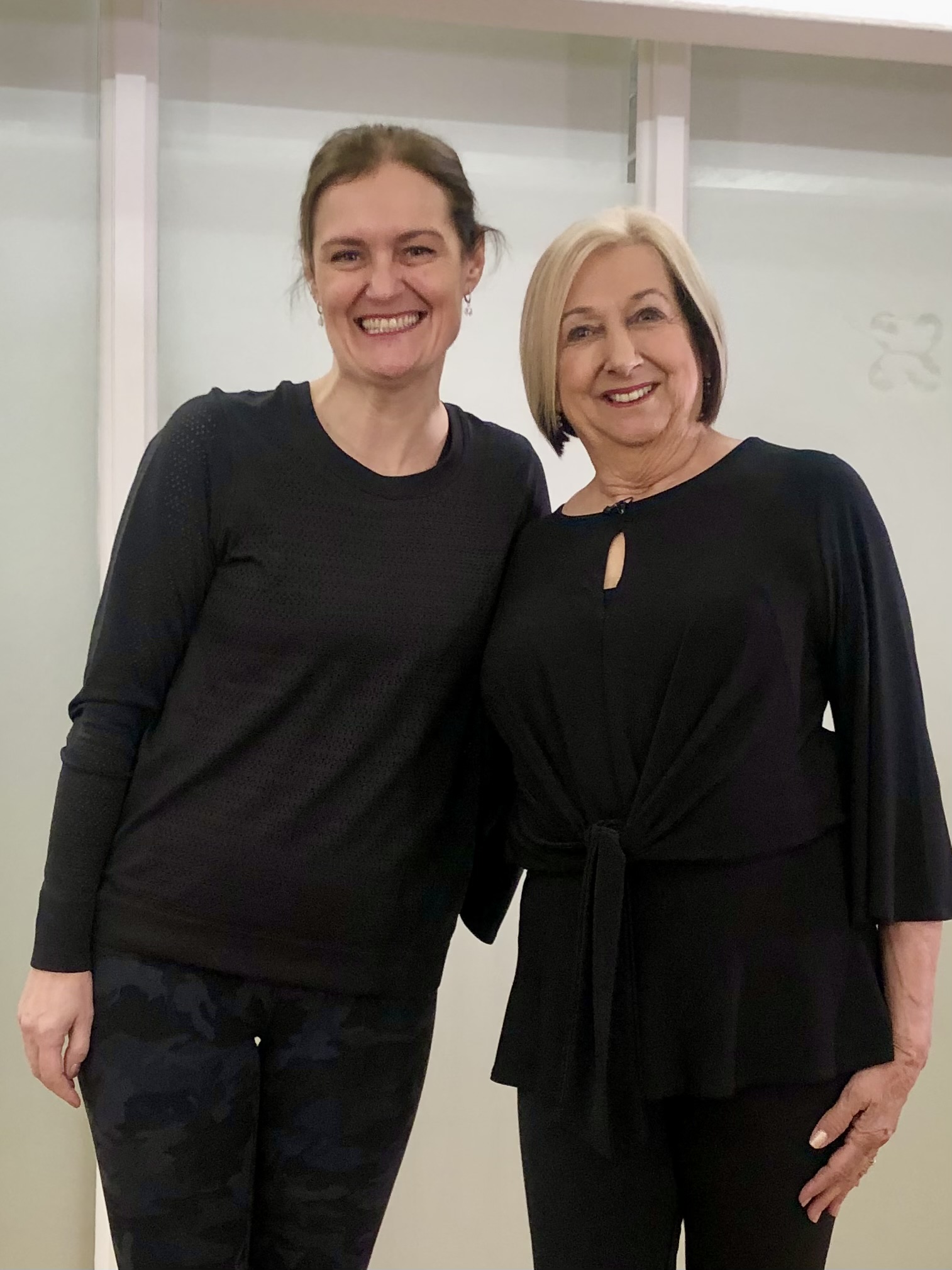 Murielle Pickard-Dellis with Pilates educator Kathy Corey